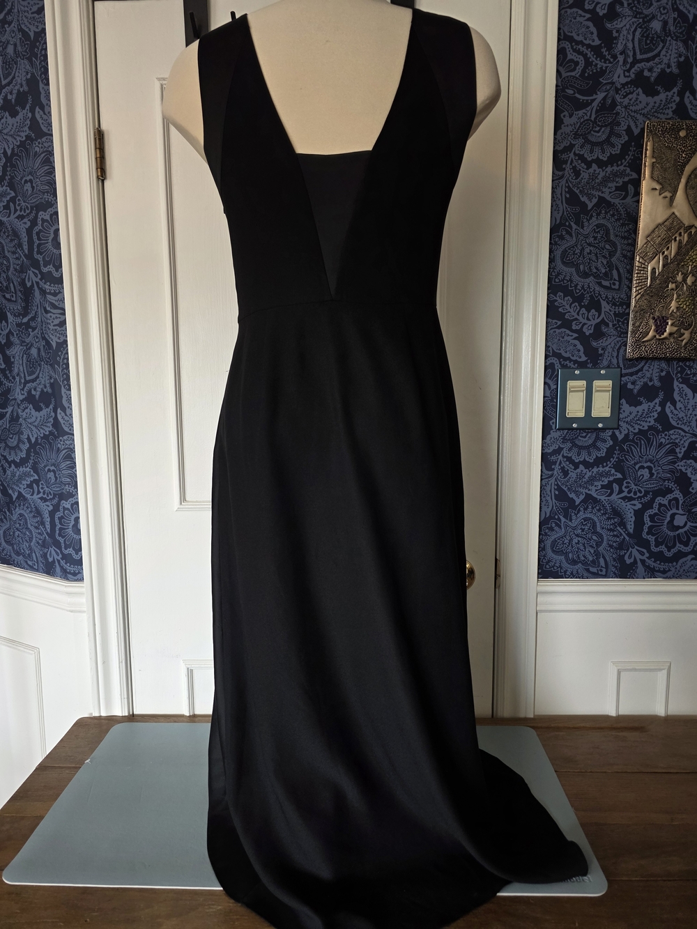 Banana Republic Black Sleeveless Asymmetric Drape Sateen Dress Gown Sz 6 formal - Picture 5 of 15